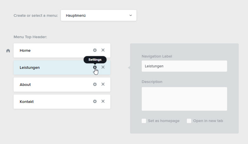 menu optionen