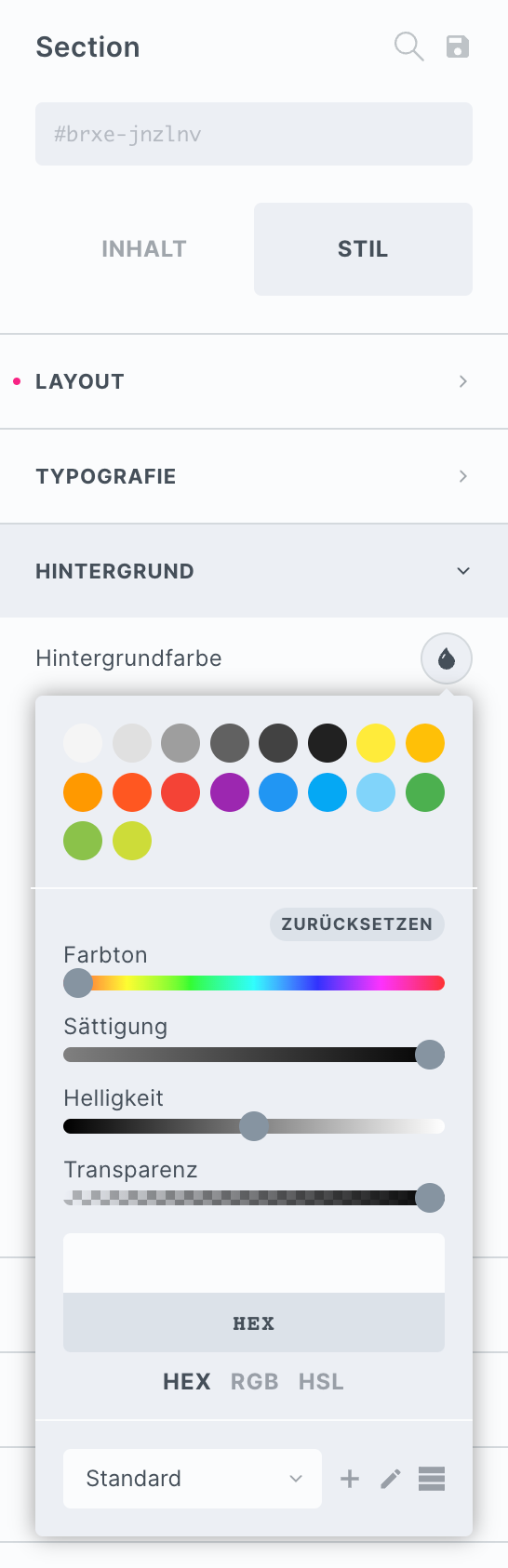 section hintergrundfarbe