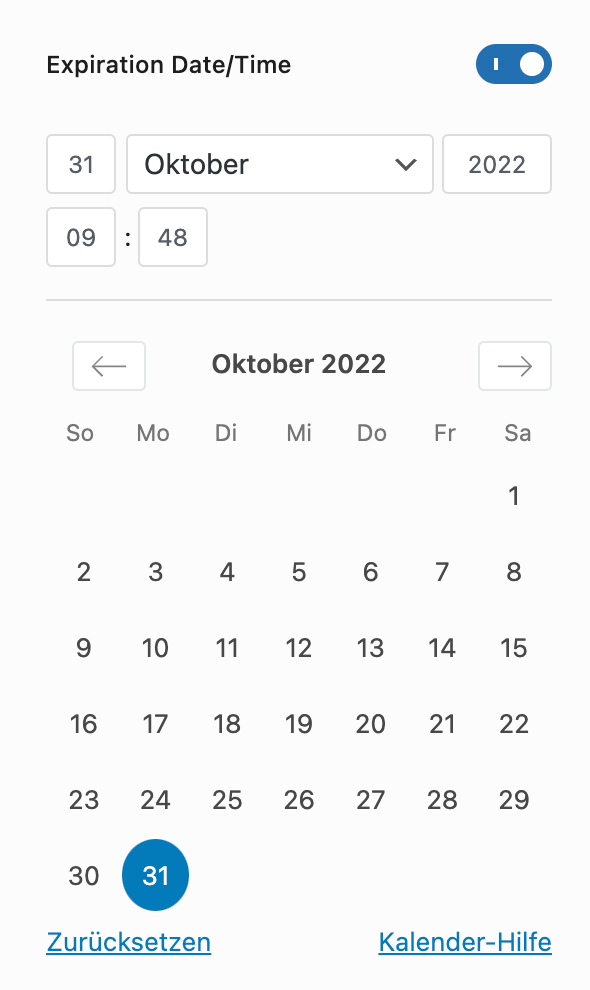 popup calender