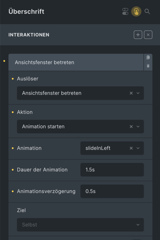 animation optionen